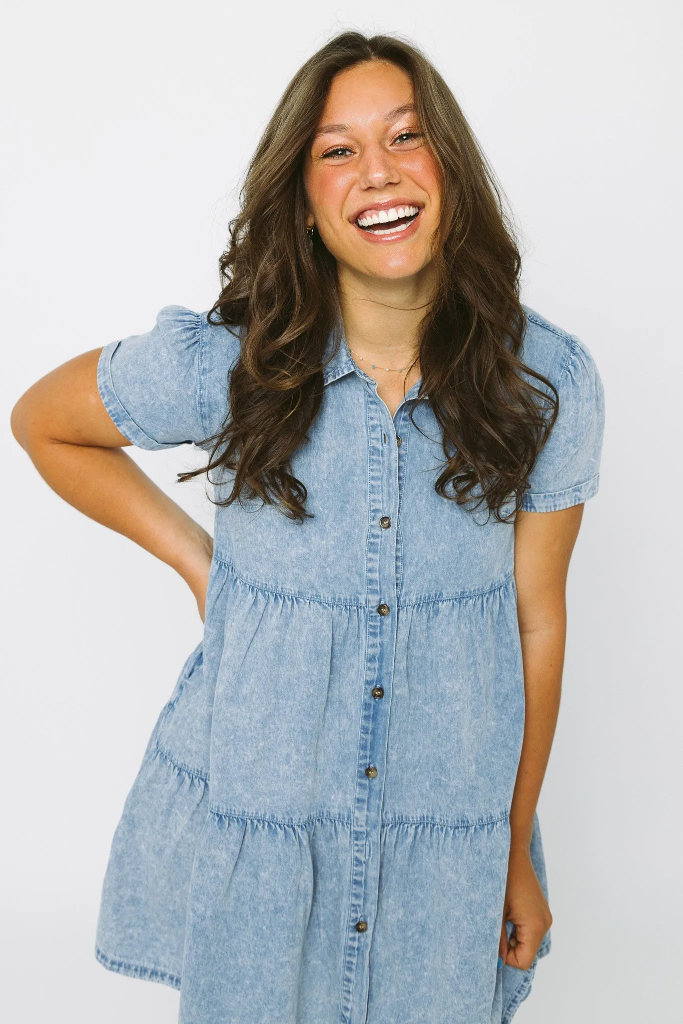 Women's Short Sleeve Chambray Dress